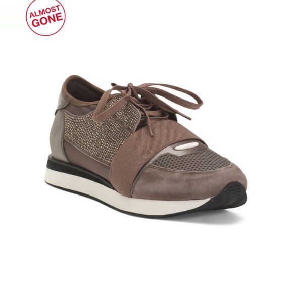 LOLA CRUZ Shoes - LOLA CRUZ Grey Suede Lace Up Sneakers